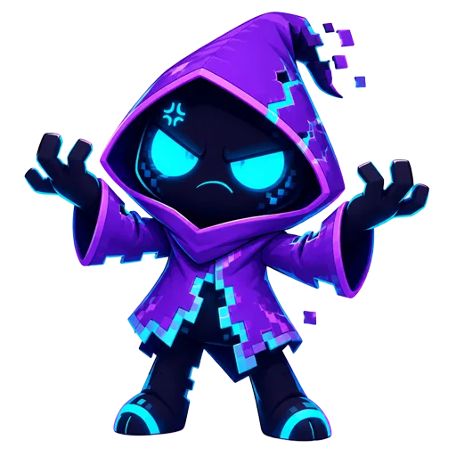 Glitch the digital creature looking annoyed